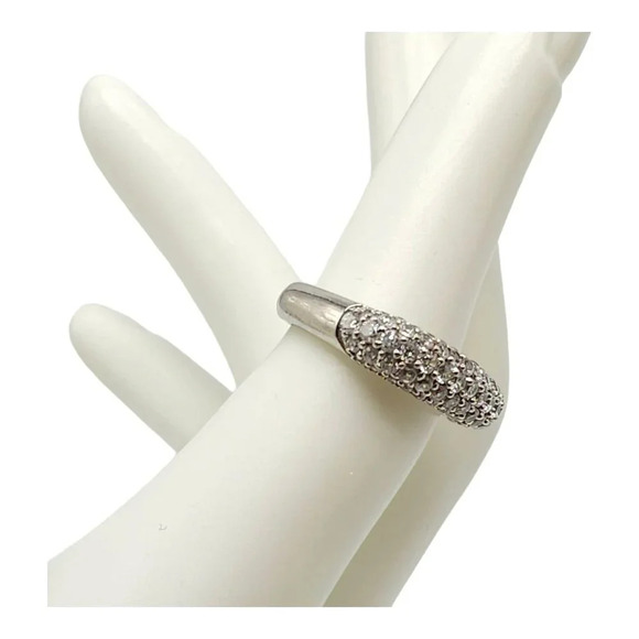 925 Sterling Silver Pave Cubic Zirconia Band Square Shape Ring 6 - Picture 5 of 6